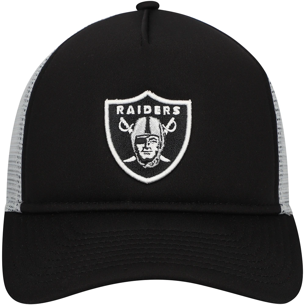 Casquette réglable de camionneur A-Frame 9FORTY noire Las Vegas Raiders New Era pour jeune