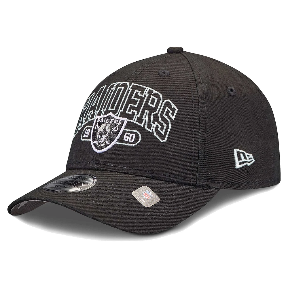 Youth New Era Black Las Vegas Raiders Outline 9FORTY Adjustable Hat