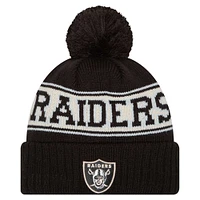 Bonnet en tricot à revers rétro avec pompon Las Vegas Raiders de New Era pour jeunes