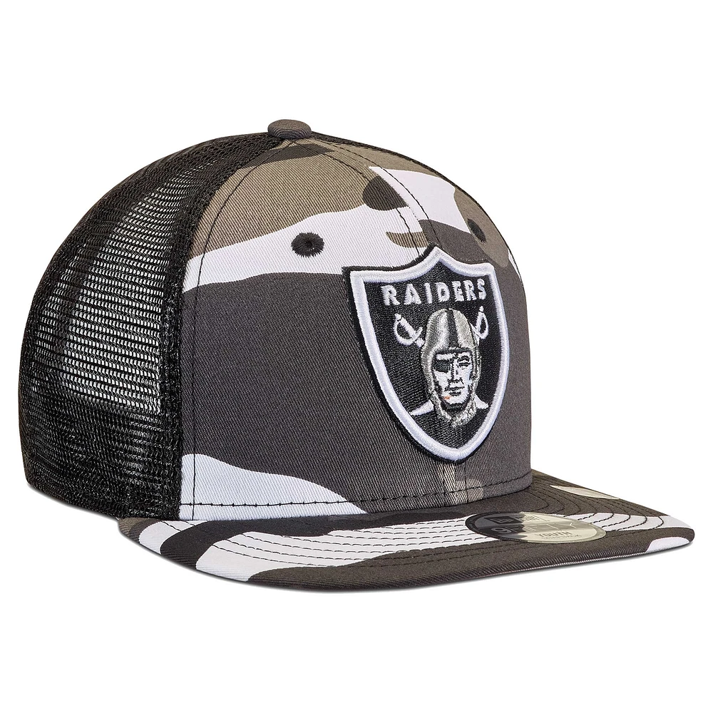 Youth New Era Camo/Black Las Vegas Raiders Trucker 9FIFTY Snapback Hat