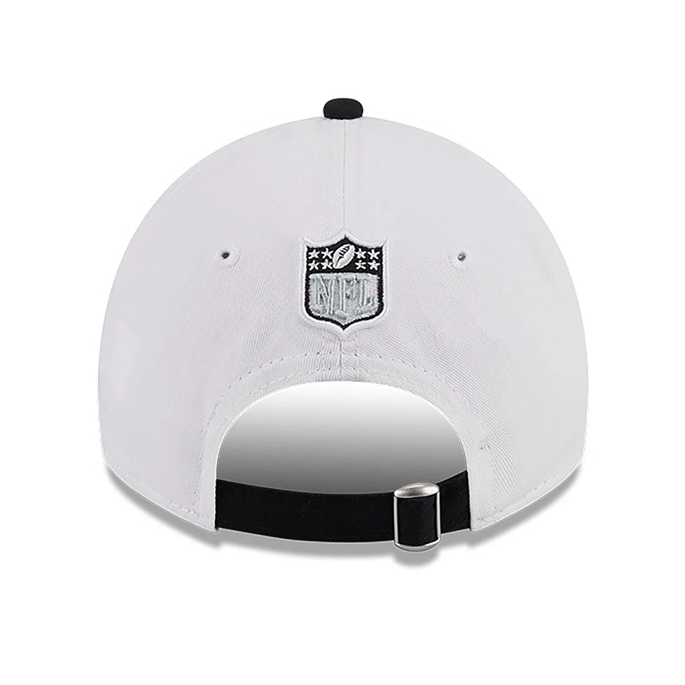 Youth New Era  White/Black Las Vegas Raiders 2023 Sideline 9TWENTY Adjustable Hat