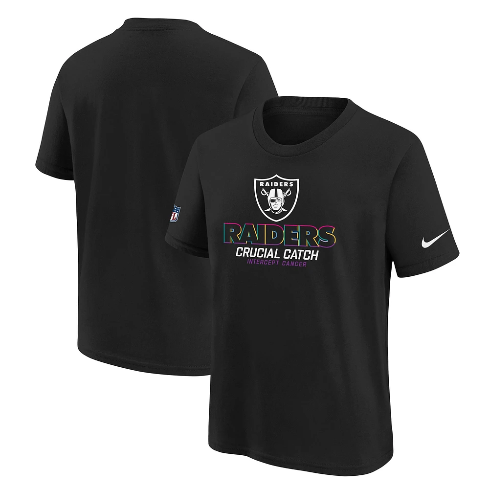 T-shirt Nike noir pour jeunes Las Vegas Raiders 2024 NFL Crucial Catch