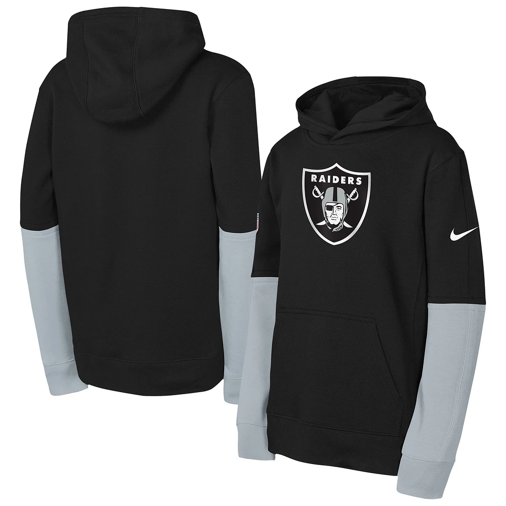 Sweat à capuche Nike noir pour jeunes Las Vegas Raiders Club