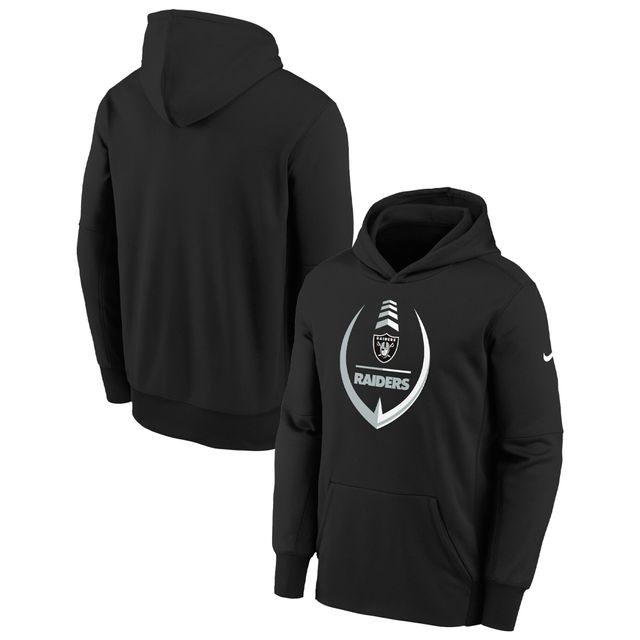 Sweat à capuche Nike Therma Icon des Las Vegas Raiders noir pour jeune