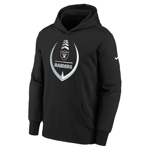 Sweat à capuche Nike Therma Icon des Las Vegas Raiders noir pour jeune