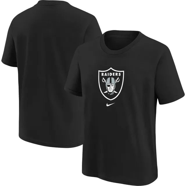 Nike Boys Youth Heathered Black, White Las Vegas Raiders Colorblock Team  Name T-shirt