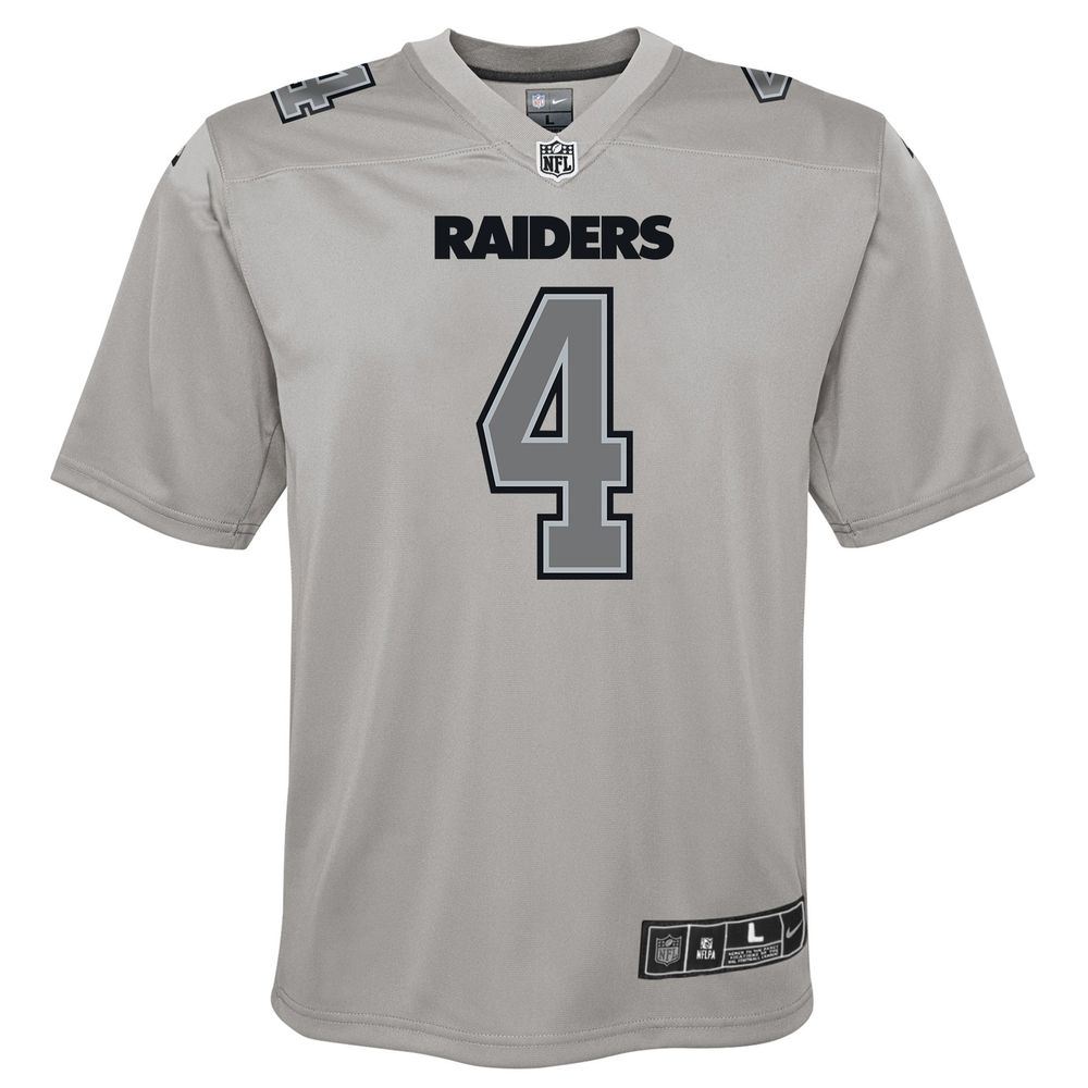 Youth Nike Derek Carr Gray Las Vegas Raiders Atmosphere Game Jersey