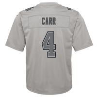 Youth Nike Derek Carr Gray Las Vegas Raiders Atmosphere Game Jersey