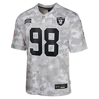 Maillot Nike Maxx Crosby Arctic Camo pour jeune Las Vegas Raiders 2024 Salute to Service Game