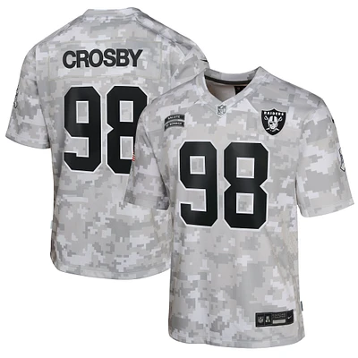 Youth Nike Maxx Crosby Arctic Camo Las Vegas Raiders 2024 Salute to Service Game Jersey