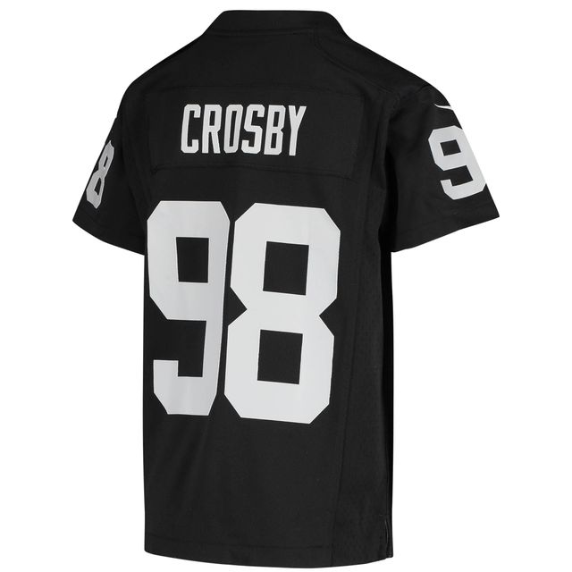 Maillot de match Nike Maxx Crosby pour jeunes des Las Vegas Raiders, noir