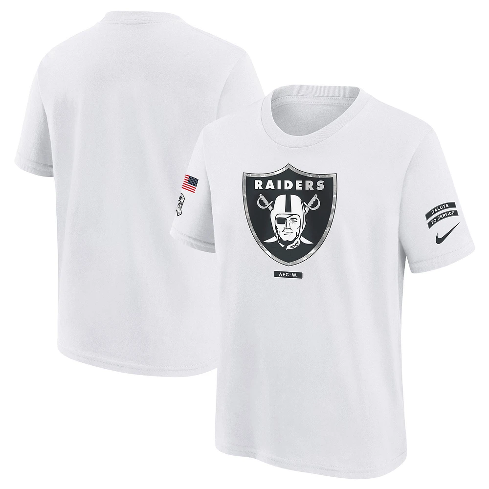 T-shirt Nike blanc pour jeunes Las Vegas Raiders 2024 Salute To Service