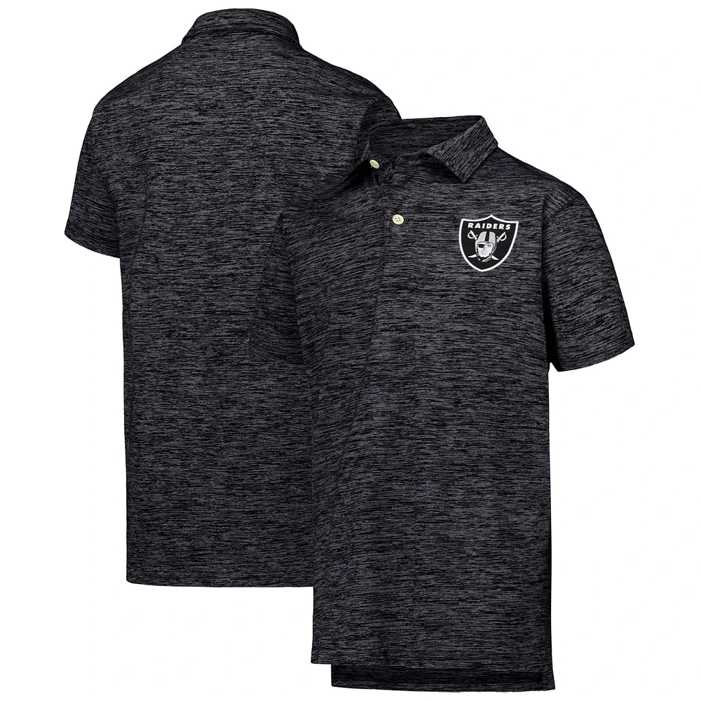 Youth Wes & Willy Black Las Vegas Raiders Cloudy Yarn Polo