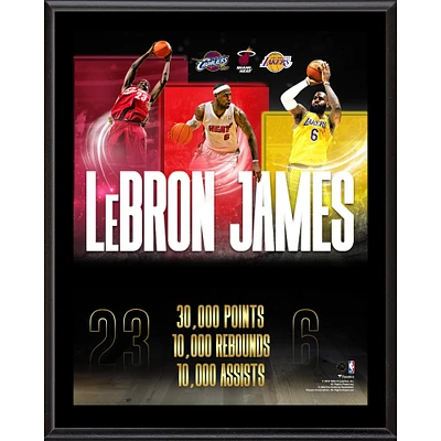 Plaque sublimée LeBron James 12" x 15" 30000 points 10000 rebonds 10000 passes décisives