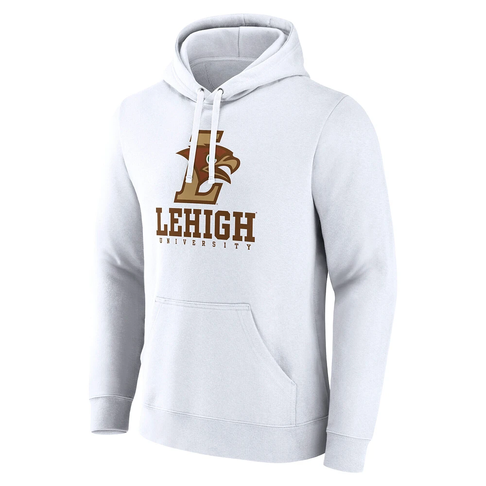 Men's Fanatics  White Lehigh Mountain Hawks Primary Logo Pullover Hoodie