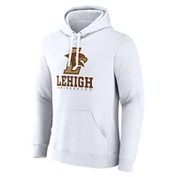Men's Fanatics  White Lehigh Mountain Hawks Primary Logo Pullover Hoodie