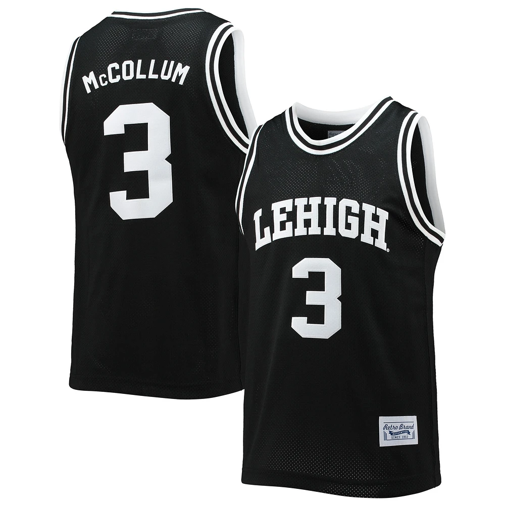 Maillot de basket-ball classique commémoratif original pour homme marque rétro C.J. McCollum noir Lehigh Mountain Hawks Alumni