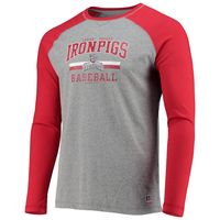 Men's Red/Heathered Gray Lehigh Valley IronPigs Long Sleeve Baseball T-Shirt