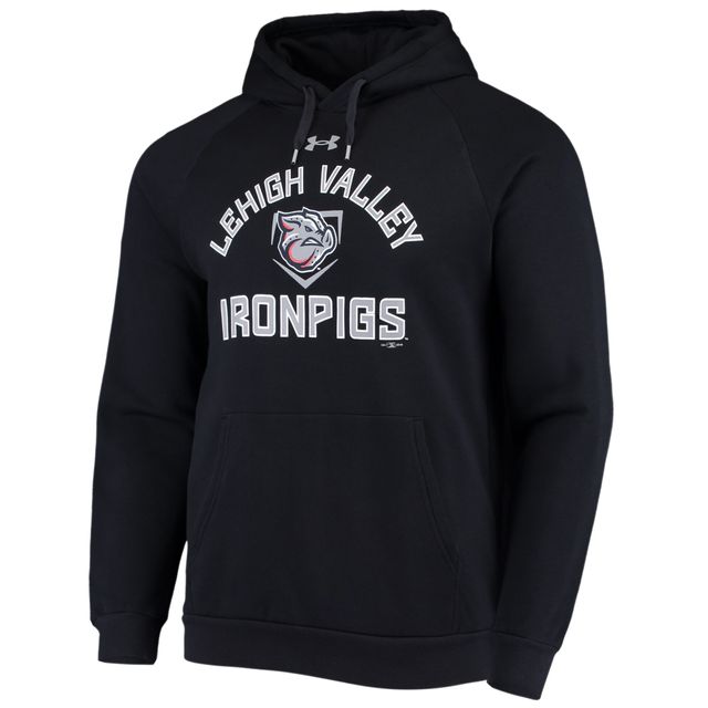 Under Armour Lehigh Valley IronPigs Pull à capuche en molleton raglan toute la journée pour homme Noir