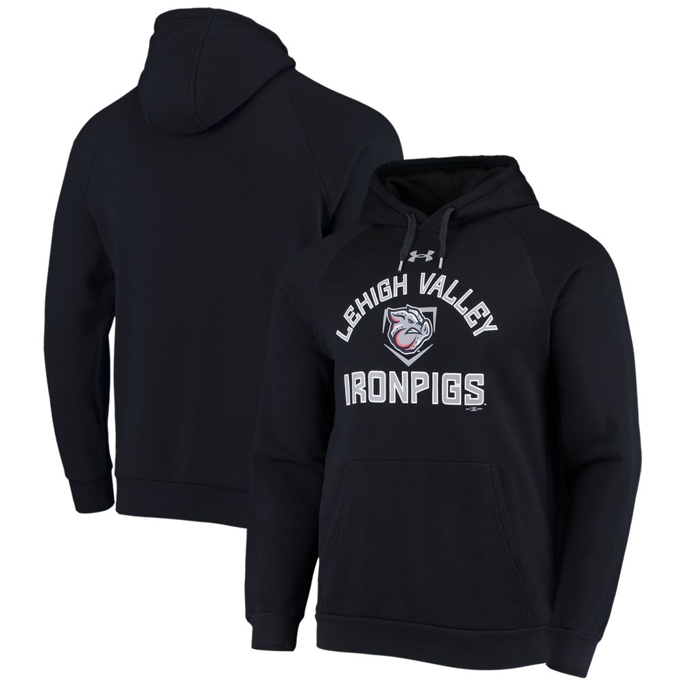 Men's Under Armour Black Lehigh Valley IronPigs All Day Raglan Fleece Pullover Hoodie