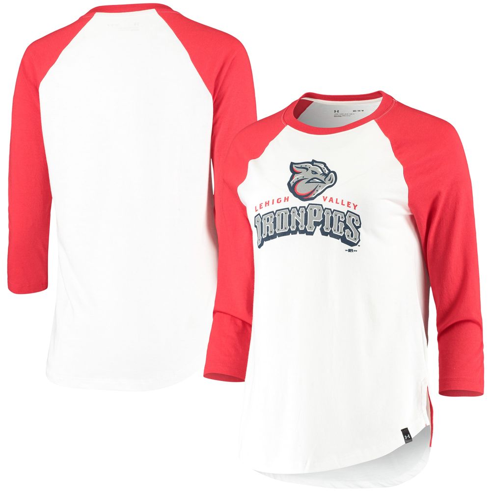 Under Armour Women's Under Armour Red/White Lehigh Valley IronPigs  Three-Quarter Sleeve Baseball T-Shirt