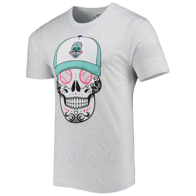 T-shirt à trois mélanges gris Leyendas de Lexington Copa la Diversion Sugar Skull pour homme