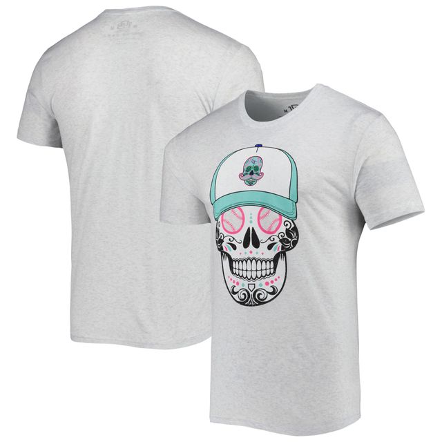 T-shirt à trois mélanges gris Leyendas de Lexington Copa la Diversion Sugar Skull pour homme