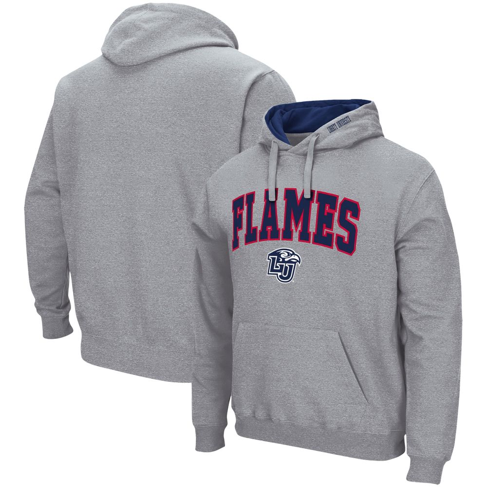 Men's Colosseum Heathered Gray Liberty Flames Arch and Logo Pullover Hoodie