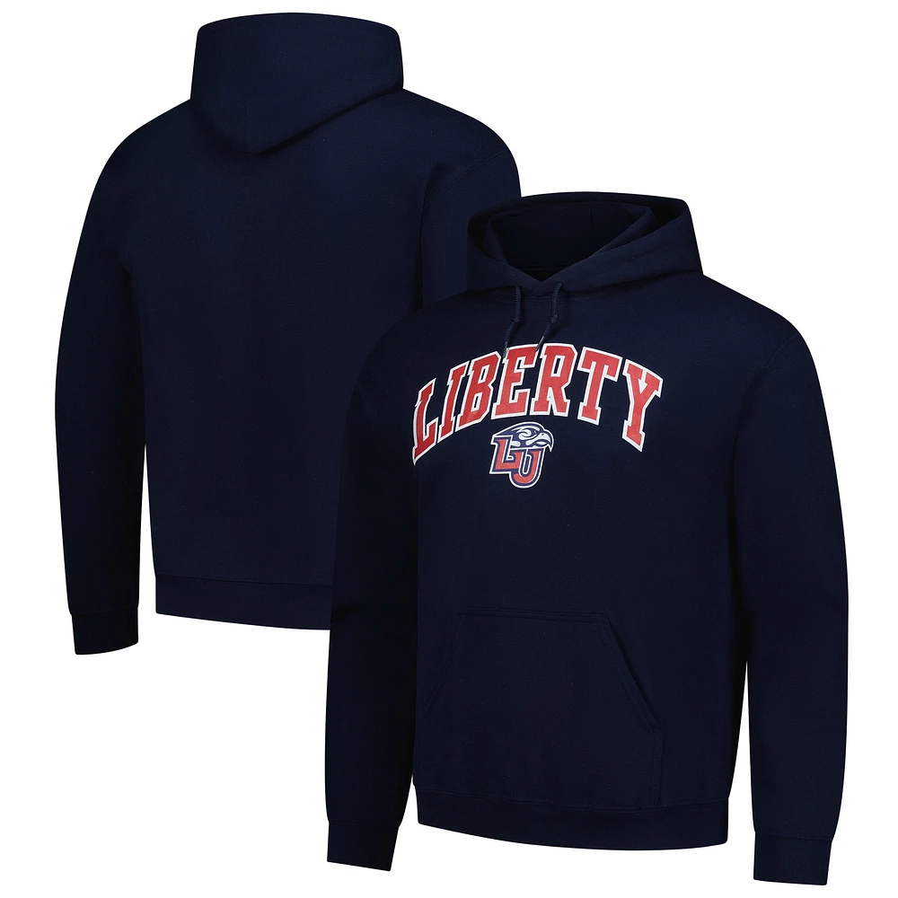 Men's Navy Liberty Flames Fleece Pullover Hoodie