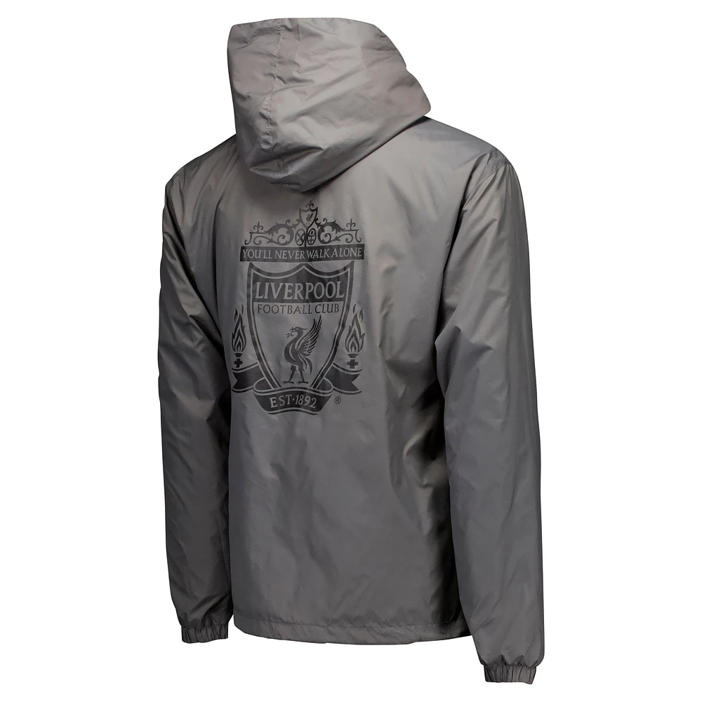 Men's Gray Liverpool Home Match Hoodie Full-Zip Windbreaker Jacket