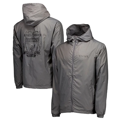 Men's Gray Liverpool Home Match Hoodie Full-Zip Windbreaker Jacket