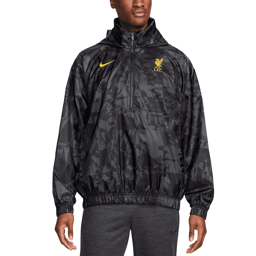 Men's Nike Black Liverpool Windrunner Anorak Half-Zip Jacket