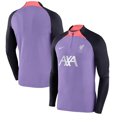 Haut à manches longues avec fermeture éclair quart de performance Nike Liverpool Strike Drill 2023/24 pour Homme Violet