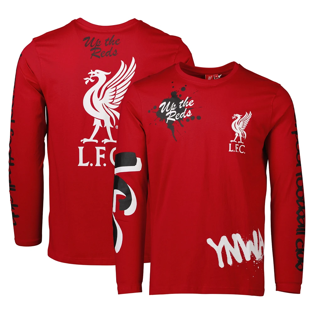 T-shirt à manches longues rouge Liverpool Graffiti pour homme