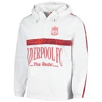 Veste Homme Blanche Liverpool Anorak À Capuche Demi-Zip