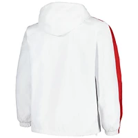 Veste Homme Blanche Liverpool Anorak À Capuche Demi-Zip