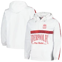 Veste Homme Blanche Liverpool Anorak À Capuche Demi-Zip