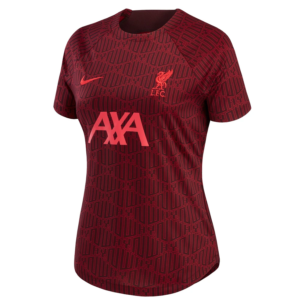 Haut Performance d'Avant-Match Domicile Liverpool 2022/23 Nike Bordeaux pour Femme