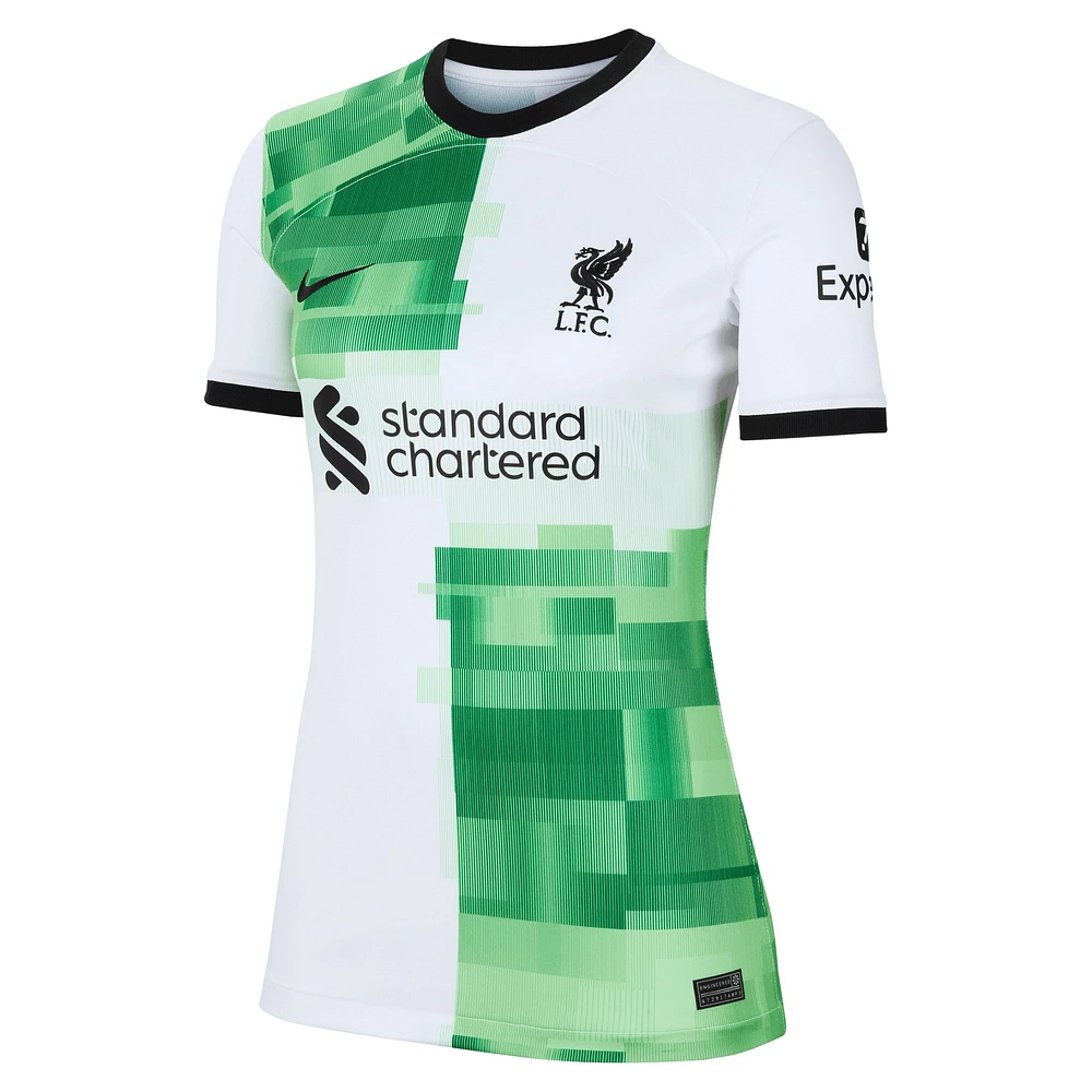 Maillot Nike Mohamed Salah pour femme, réplique de joueur extérieur Liverpool 2023/24, blanc