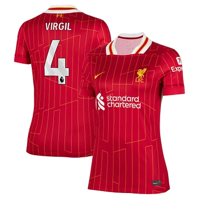 Maillot de joueur réplique domicile Nike Virgil van Dijk rouge Liverpool 2024/25 pour femme