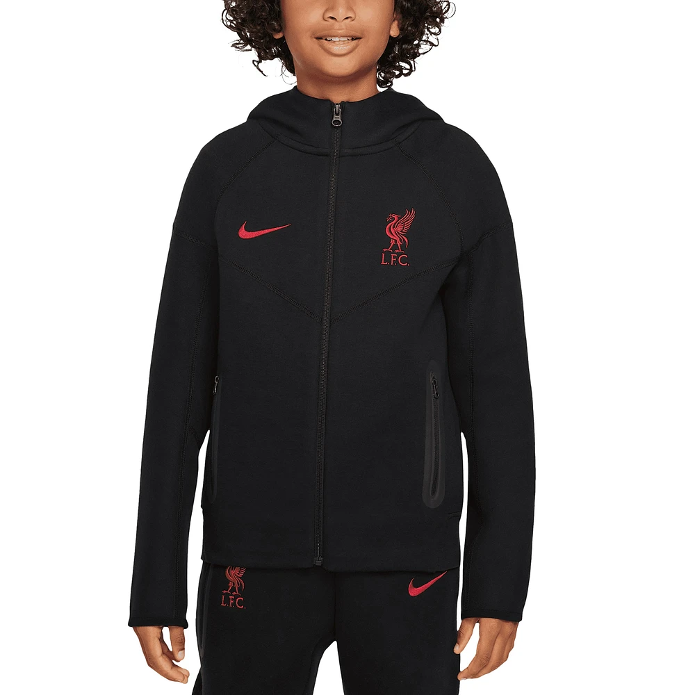 Veste à capuche entièrement zippée Nike noire Liverpool 2024/25 Tech Fleece pour enfant