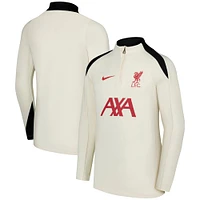 Youth Nike  Cream Liverpool 2024/25 Strike Drill Performance Quarter-Zip Pullover Top