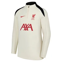 Youth Nike  Cream Liverpool 2024/25 Strike Drill Performance Quarter-Zip Pullover Top