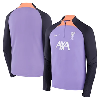 Haut raglan à quart de zip Nike violet Liverpool 2023/24 Strike Drill Performance pour jeune