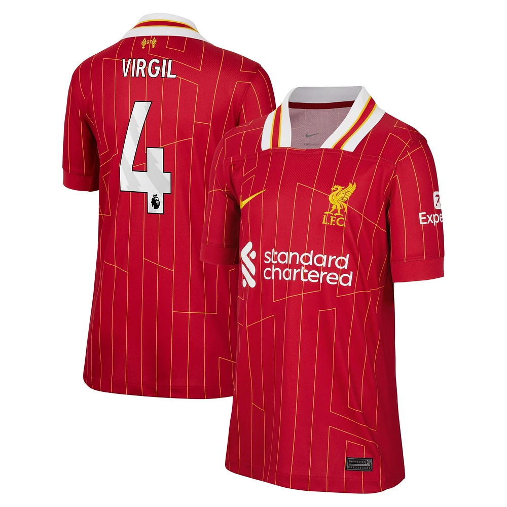 Maillot de joueur réplique domicile Nike Virgil van Dijk rouge Liverpool 2024/25 pour enfant