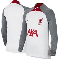 Youth Nike White Liverpool Drill Performance Quarter-Zip Raglan Long Sleeve Top