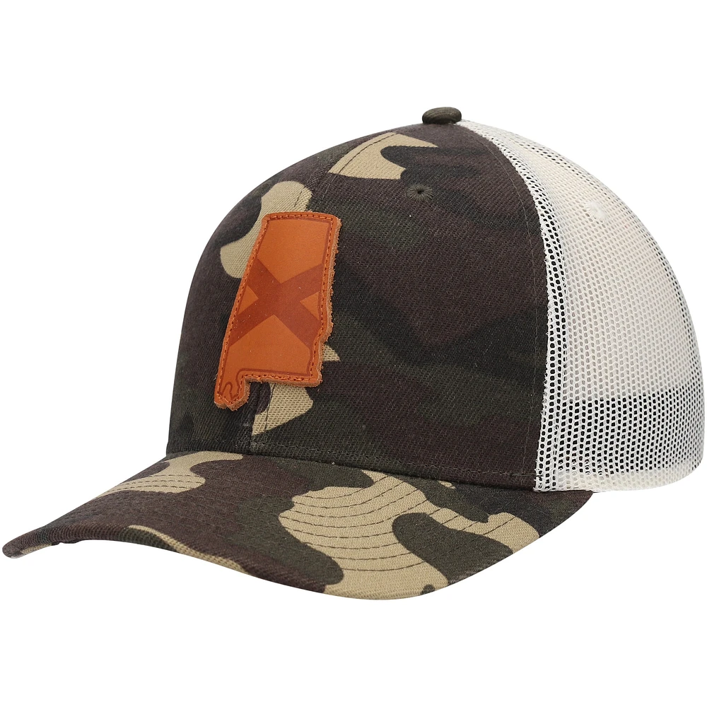 Casquette de camionneur Local Crowns Camo Alabama Icon Woodland State Patch pour homme