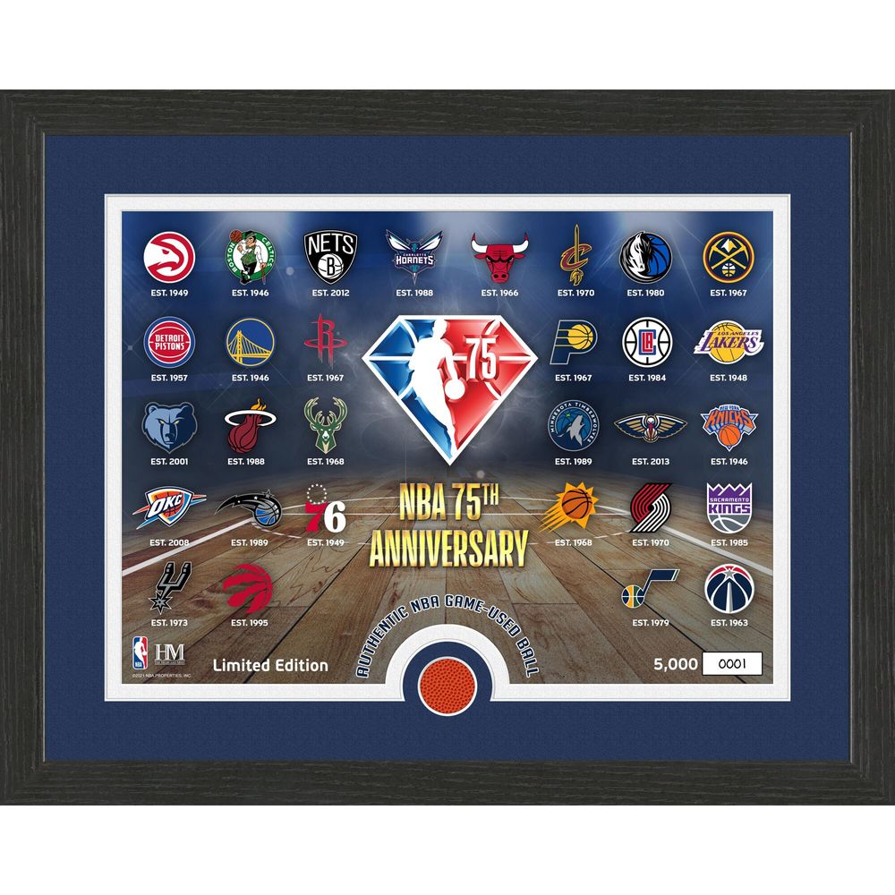 Highland Mint NBA 12" x 15" 75th Anniversary Collectible - Framed Photo with Piece of Game-Used Basketball