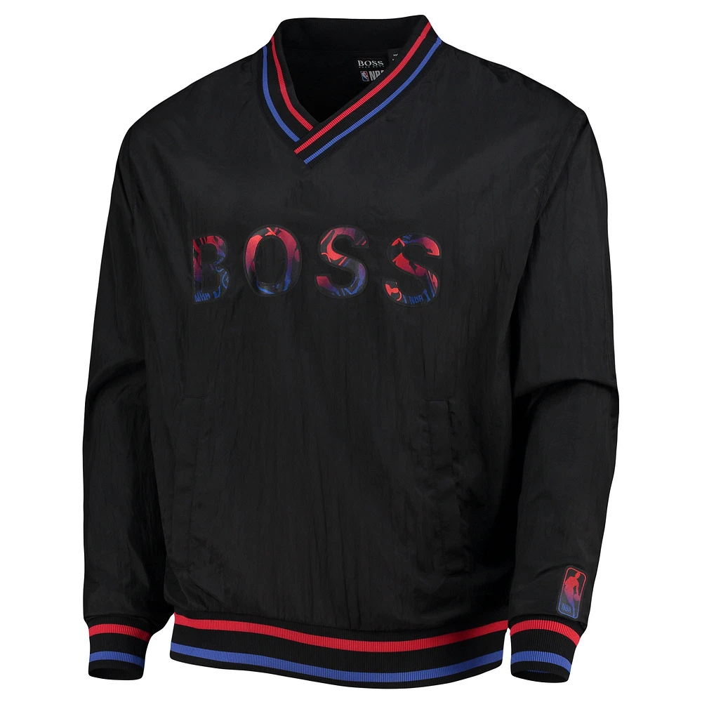 Men's Hugo Boss Black NBA WScore V-Neck Pullover Jacket