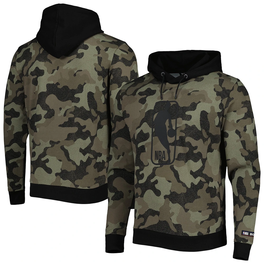 Sweat à capuche Hugo Boss Olive NBA Camo pour homme